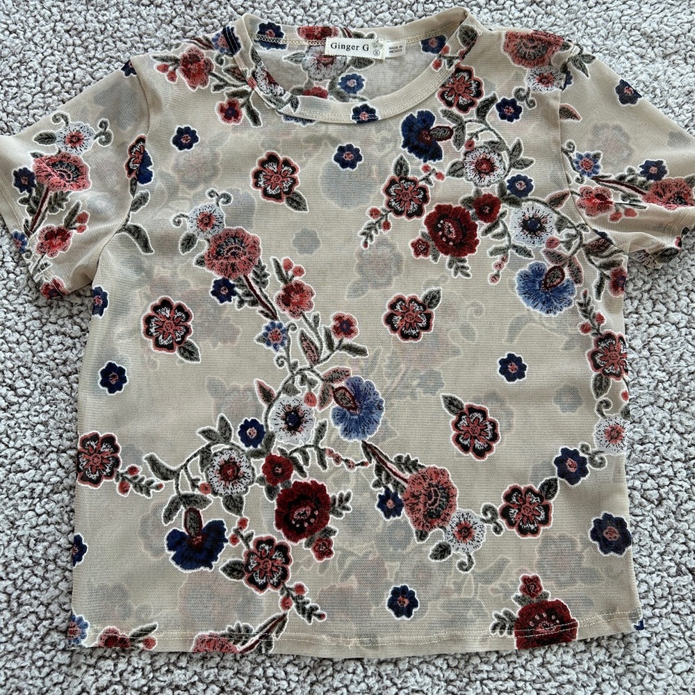 Ginger G Mesh Floral Crop Top